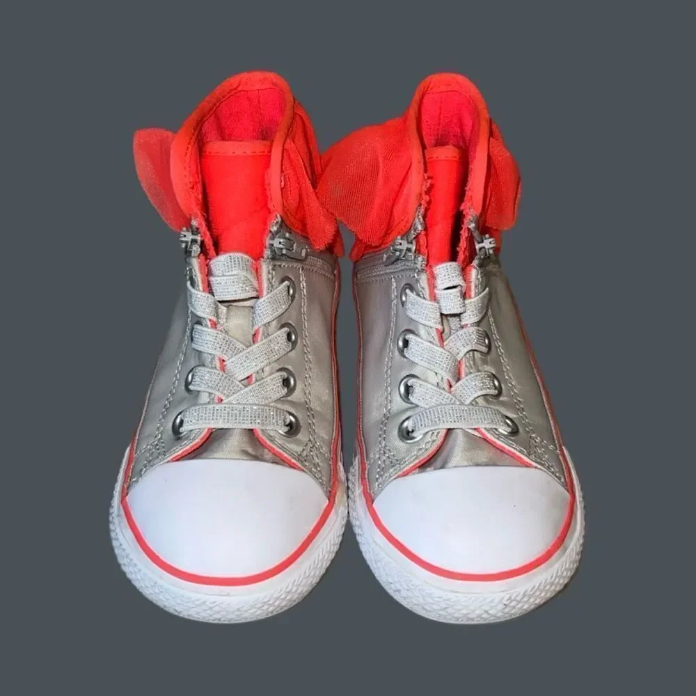 Toddler Converse Chuck Taylor All Star Block Party Pure Silver/Hot-Punch Size 9